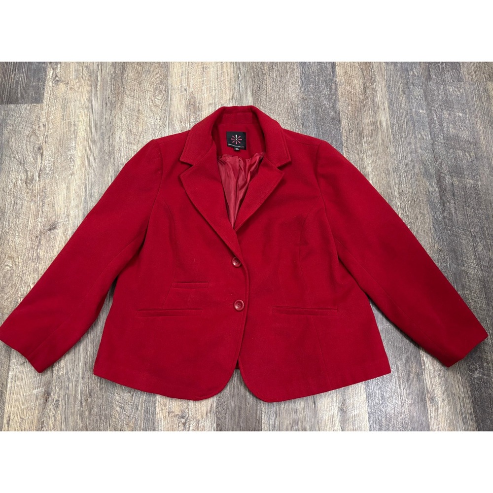 Isaac Mizrahi Live Red Two Button Blazer Jacket Plus Size 2X Professional Soft